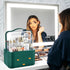 Large Capacity Makeup Organizer with Lid - Preppy Skincare Organizer, Cosmetic Storage Box & Display Cases (Green)