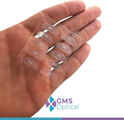GMS Optical 1.8mm Reg-Thin/18mm Long Length Anti-Slip Adhesive Contoured Silicone Nose Pads for Glasses (5 Pair)