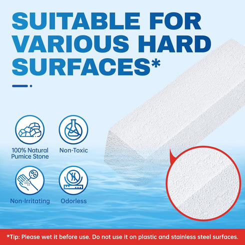 Vacplus Toilet Brush, 2 Pack, Extra Long Handle, 100% Pumice Stone for Toilet Cleaning, Remove Limescale, Rust