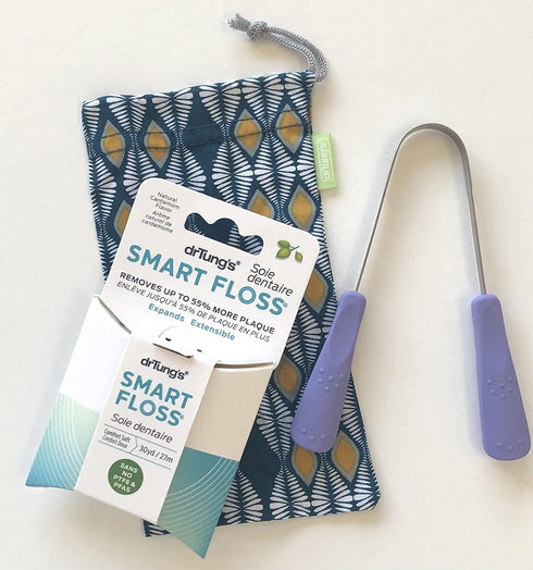 DrTung's Stainless Steel Tongue Cleaner & Smart Floss Bundle - Tongue Cleaner for Adults, Kids, Natural Floss, Travel