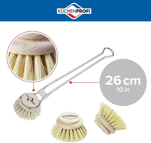 Kuchenprofi Classic Dishwashing Brush with 2-Pack Replacement Refill