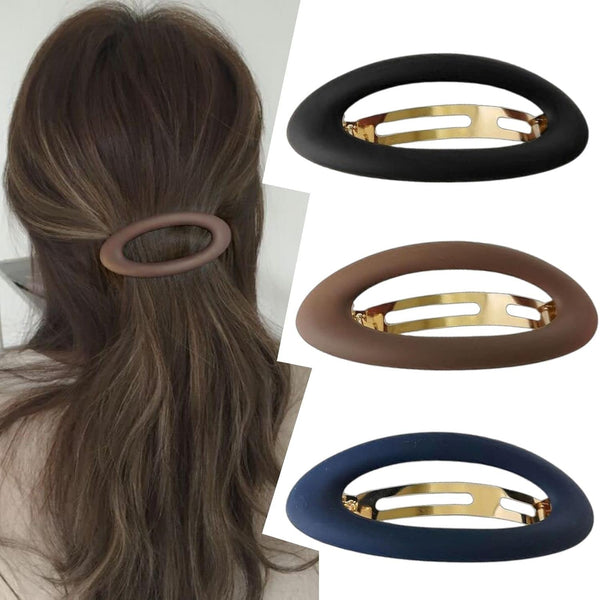 Large Hair Barrettes for Women, Matte Ellipse for Thin Hair, French Barrette Cute Styling Clips Non Slip Vintage