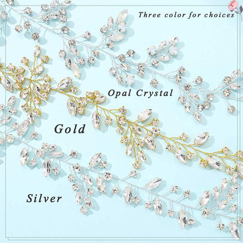 Unicra Silver Bride Wedding Rhinestone Hair Vine Bridal Hair Piece Crystal Headband Accessories for Women and Girls