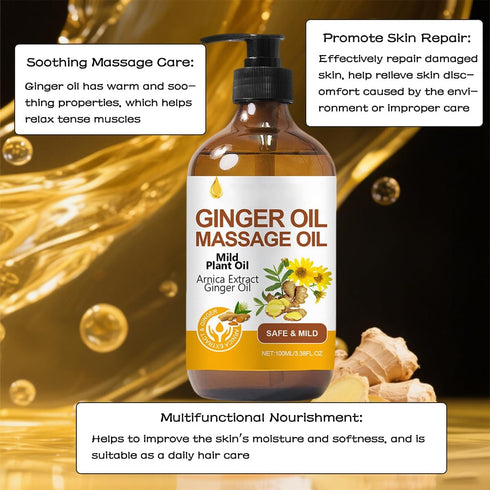VSDFAW (3.38Floz/Pcs) (1Pcs) Ginger Oil, Natural Ginger Body Oil for Gua Sha Massage, Warming and Relaxing, Soothing