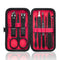 Manicure Set 9 in 1 Stainless Steel - Nail Clippers, Scissors, Pedicure Tools Kit with Black/Red Leather Case