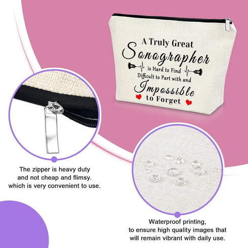 Sonographer Gifts Makeup Bag for Women, Appreciation Gift, Birthday Christmas Thanksgiving Travel Pouch