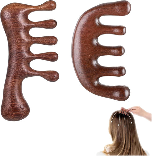 hinbkenla 2 Pcs Wooden Scalp Massager,Loc Comb,Loc Brush for Dreads,Massage Comb,Wooden Massage Comb,Natural