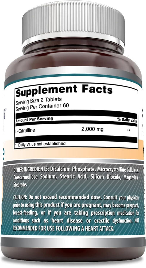 Amazing Formulas L Citrulline 2000mg Supplement - 120 Tablets, Non-GMO, Gluten Free, Made in USA