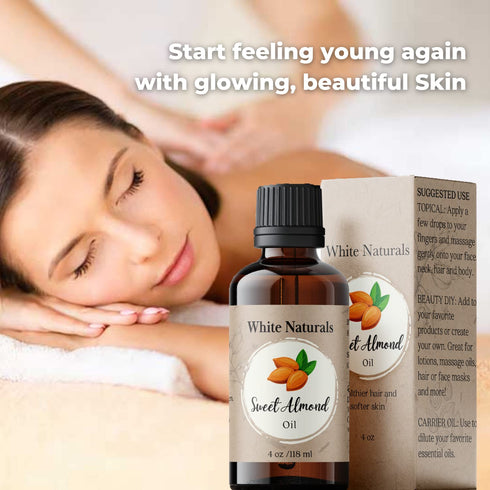 Sweet Almond Oil for Hair and Skincare, 100% Pure Natural Cold Pressed, Organic Moisturizer