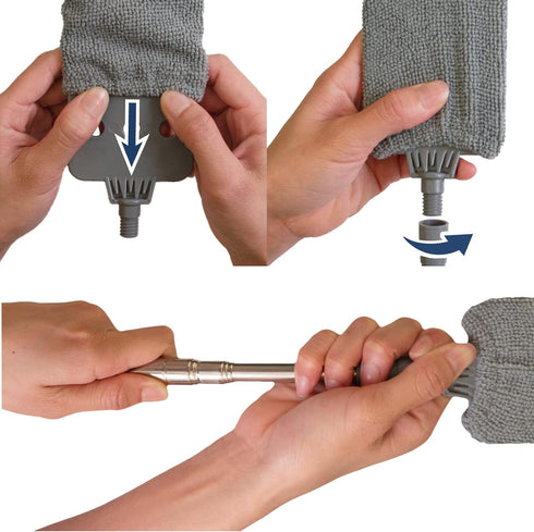 Retractable Gap Dust Cleaner with Extension Pole, Cleaning Tools with 3 Microfiber Dusting Cloths, Long Handle Duster