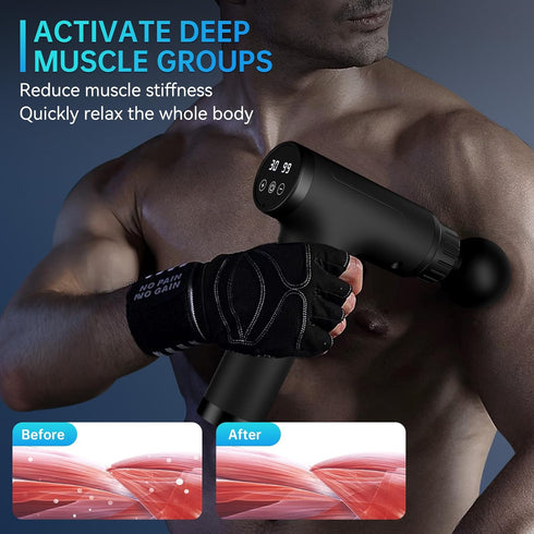 Massage Gun Deep Tissue, Mini Percussion for Athletes, Portable Muscle Relief with 6 Attachments, 30 Speed (Black)