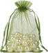 HRX Package 100pcs Olive Green Organza Drawstring Bags - 4 x 6 inch Candy Mesh Gift Bags Jewelry Pouches
