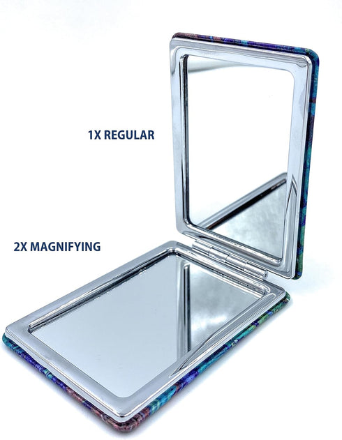 Magnifying Mirror for Purse, Small Compact Makeup Mirror for Women, Cute Rectangular Art Decor 2.75*0.4inch