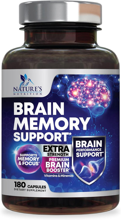 Nootropic Brain Supplements - 180 Capsules for Memory, Focus & Clarity with 40 Nootropics, Phosphatidylserine, Bacopa,