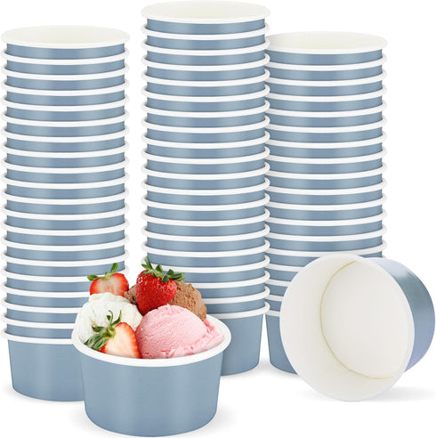 Maxdot 60pcs 3oz Dessert Cups, Disposable Ice Cream Cups, Paper Frozen Yogurt Bowls,