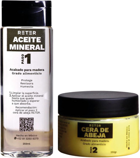 Wood Finish Kit of Mineral Oil & Bee Wax, Enhances Natural Color of Wood, Wood Polish and Conditioner