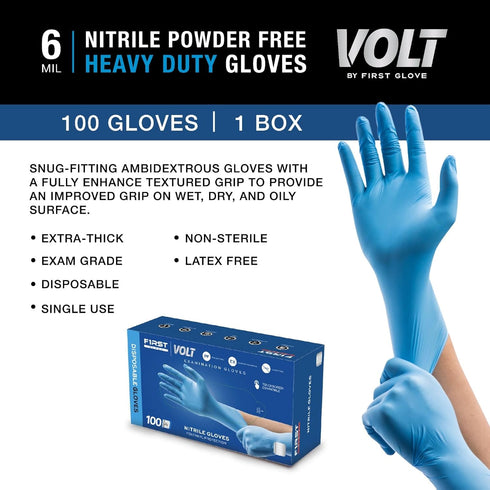 Volt Small 100 Ct. Blue Nitrile Disposable Gloves, Food Safe Cleaning Gloves, Latex Free