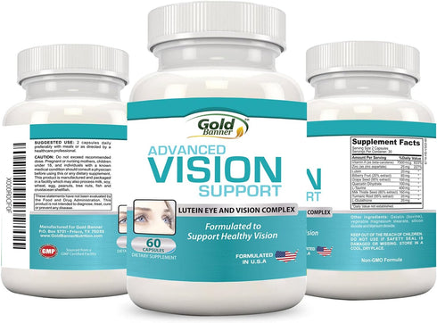 Advanced Vision Support, Lutein Eye & Vision Complex with Lutein, Bilberry, Zinc, Grapeseed & Essential Vitamins, All