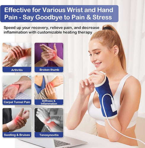 JOBYNA Heating Pad for Wrist Pain - Fast Heat Heated Wrist Wrap with Auto Shut Off, Suitable for Arthritis, Carpal