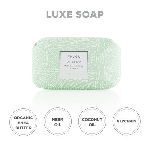Zents Triple-Milled Luxe Bar Soap (Anjou Fragrance) | Moisturizing Soap with Organic Shea Butter