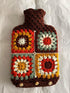 YDMZZB Pattern,2L Crochet Hot Water Bottle Cover,Granny Square Crochet Only Cover Bag (Rainbow Sunflower)