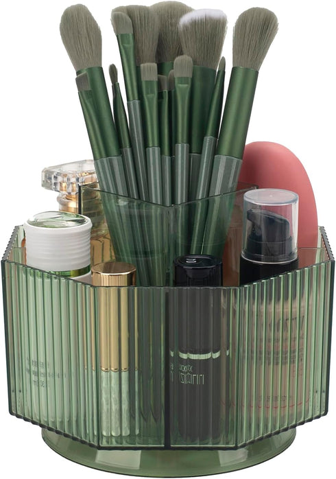 Makeup Brush Holder, 360° Rotating Organizer with 5 Slots for Vanity, Multi-Functional Pen Holder