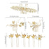 inSowni 21 Pack Gold Leaf Flower Bridal Wedding Hair Combs + U-shaped Pearls Hair Pins Accessories