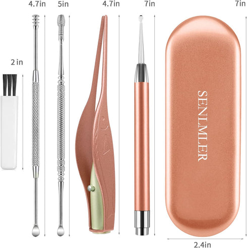 4 Pack Ear Pick with Light - Ear Cleaner Tool Kit for Kids and Adults with Storage Box