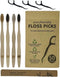 Sofi's Cute Corner Bamboo Toothbrushes, Soft Charcoal Bristles 4 Pcs, Eco Friendly Dental Floss Pick, Charcoal Thread