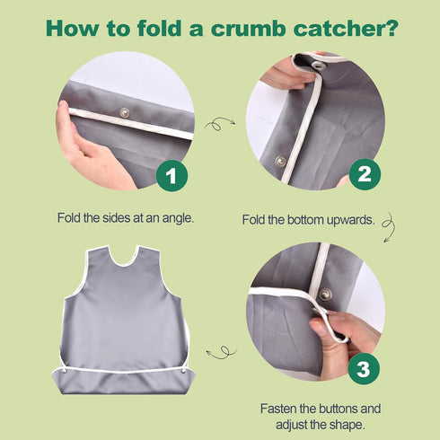 Unisex Adult Bibs with Sleeves, Washable & Reusable Clothing Protector with Optional Crumb Catcher Adjustable Collar