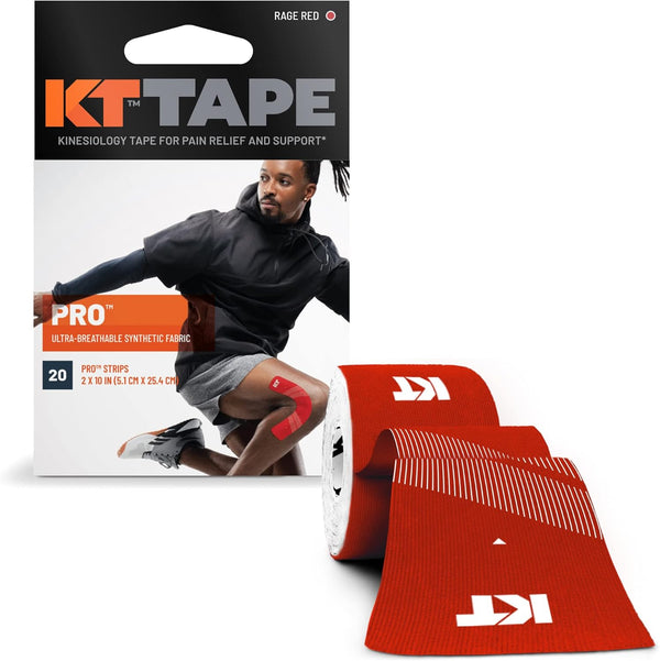 KT Tape Pro Synthetic Kinesiology Athletic Tape, 20 Count, 10” Precut Strip