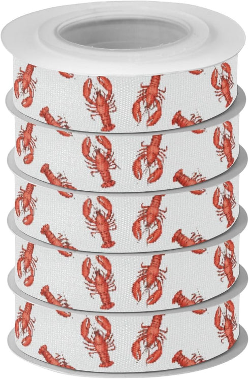 YKZEYK 1/2" 25 Ribbon for Gift Wrapping Lobsters Red Print Fabric Ribbon Yards, Gift Wrap Bow Ribbons Thick for Wedding