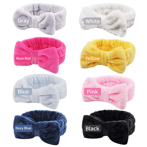 Ondder 8 Pack Spa Headbands, Makeup Bow Face Wash Bowknot Headbands for Washing Face, Fluffy Skincare