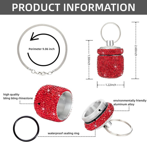 Small Pill Box Keychain, Cute Mini Pill Fob Container for Vitamin Storage Organizer, Keychain Pill Case Holder (Red)