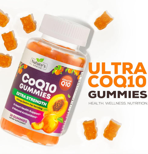 CoQ10 100mg Gummies, 30 Count, Ultra Coenzyme Q10 Vitamins for Heart Health Support & Energy Production