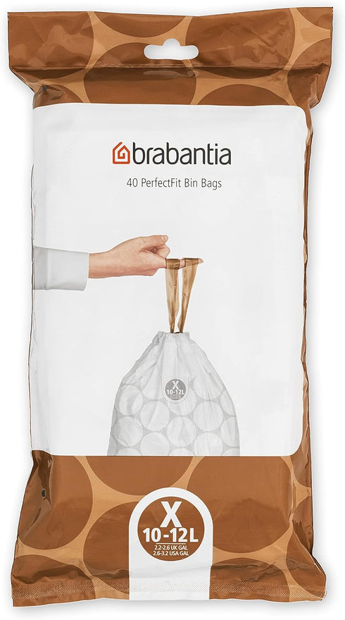 Brabantia PerfectFit Trash Bags (Size X/2.6-3.2 Gal) Thick Plastic Trash Can Liners