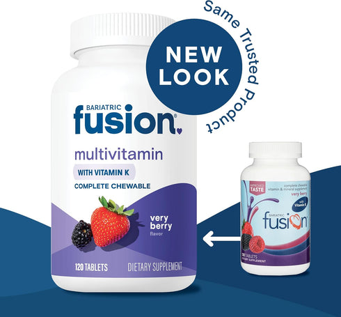 Bariatric Fusion Very Berry Complete Chewable Multivitamin with Iron & Vitamin K - 120 Tablets for Bariatric Patients