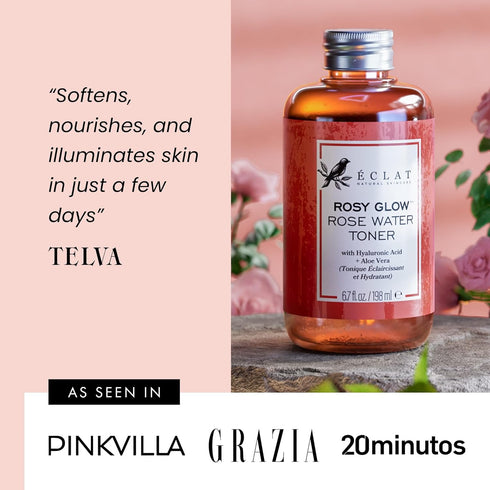 Rose Water Toner - Pure Rose Water with Hyaluronic Acid & Aloe Vera, Hydrating Facial Toner for Women