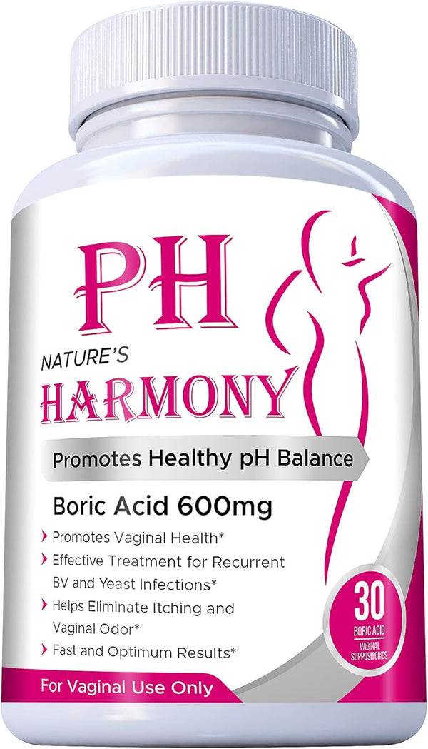 Nature's Harmony PURE PLANT HOME Boric Acid Suppositories 30 Count 600 mg 100% Pure