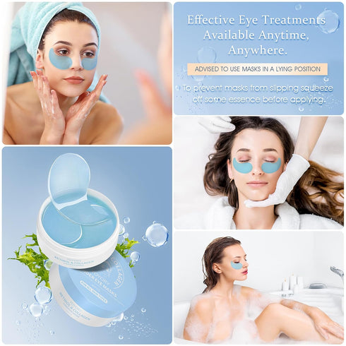 Under Eye Patches Masks - Treatment for Dark Circles, Puffy Eyes, Fine Lines, Wrinkles, Collagen & Hyaluronic Acid, 60