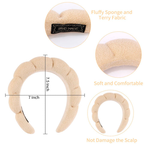 Spa Headband for Washing Face, Black Khaki Makeup Headband, Trendy Hair Accessories for Women.
