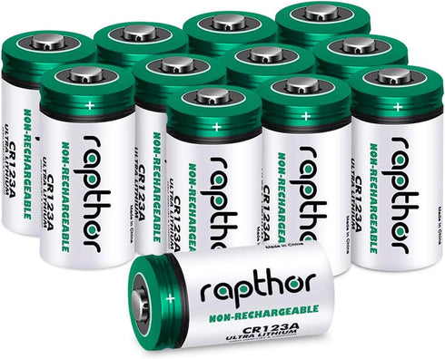 rapthor CR123A Lithium Batteries 3V, 12 Pack 1650mAh High Capacity Non-Rechargeable 123A Photo Battery for Camera