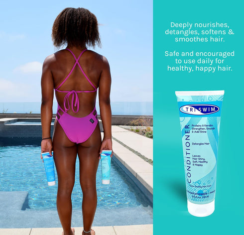 TRISWIM Swim Conditioner 8.5oz | Hydrates, Strengthens & Smooths Hair | Repairs Damage from Chlorine