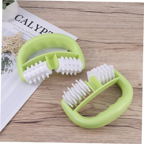 Set 2 of Ergonomic Green Hand Rollers for Muscle Relief and Recovery