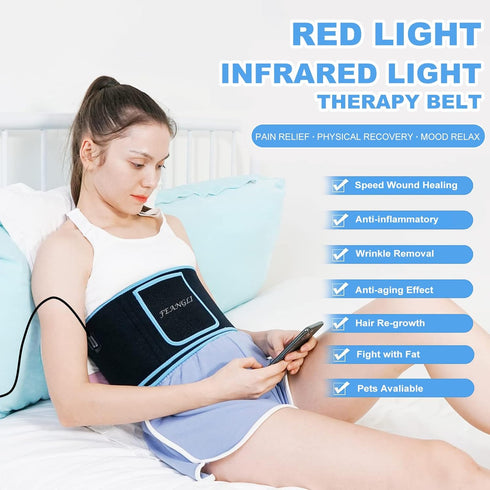Red Light Therapy Infrared Wrap Belt - Body Pain Relief, Wearable Large Pad for Waist, Back, Stomach Muscle Repair