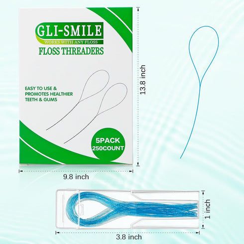 Floss Threaders, Orthodontic Ultraclean Access Tool for Braces, Bridges, and Implants, 250 Count for Oral Health