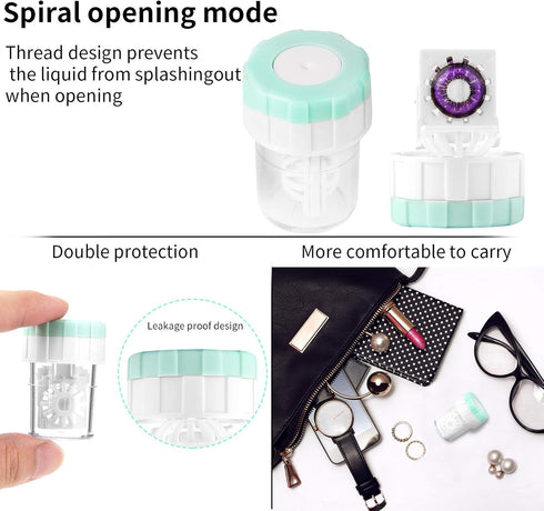 Lamoutor 8Pcs Manually Contact Lens Washer Cleaner, Plastic Lens Cleaner Case, Random Color