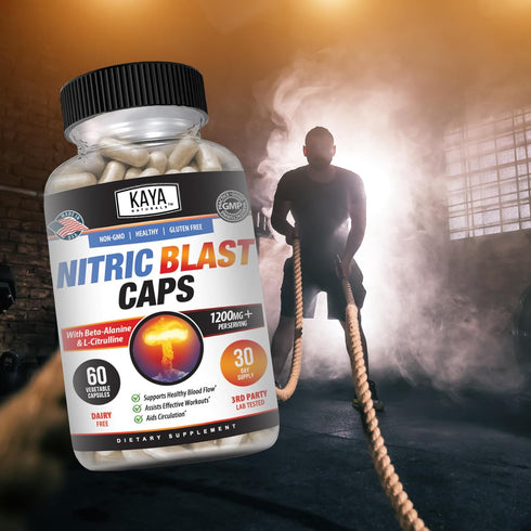 Kaya Naturals Nitric Blast, 60 Capsules - Potent All-Natural Herbal Supplement for Pre-Workout Energy
