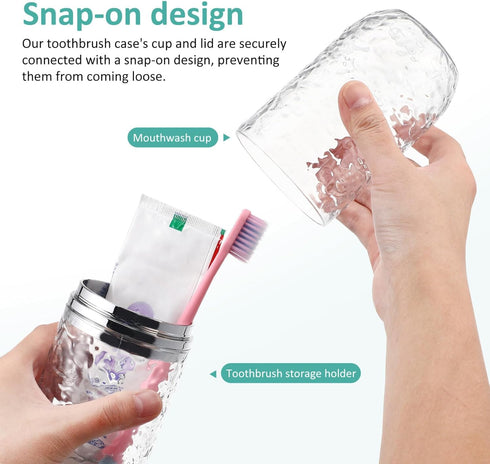 2Pcs Travel Toothbrush Case with Lid, 8.6x2.2x2.2in Portable Holder, Transparent 3D Pattern