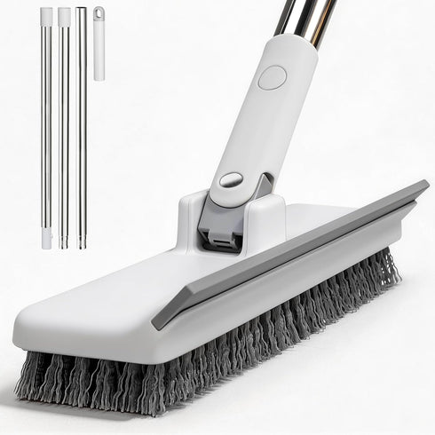 Purexa Floor Scrub Brush with 55" Long Handle, 2-in-1 Floor Brush with Built-in